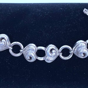 Brighton Chunky Puffy Heart Link Bracelet Silver Plated Retired Vintage Designer Jewelry image 2