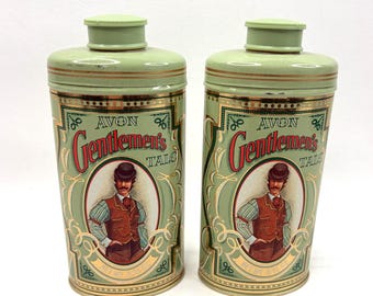 Vintage Avon Gentlemen's Talc Wild Country Barber Shop Zinn Lot von 2 Voll Dosen