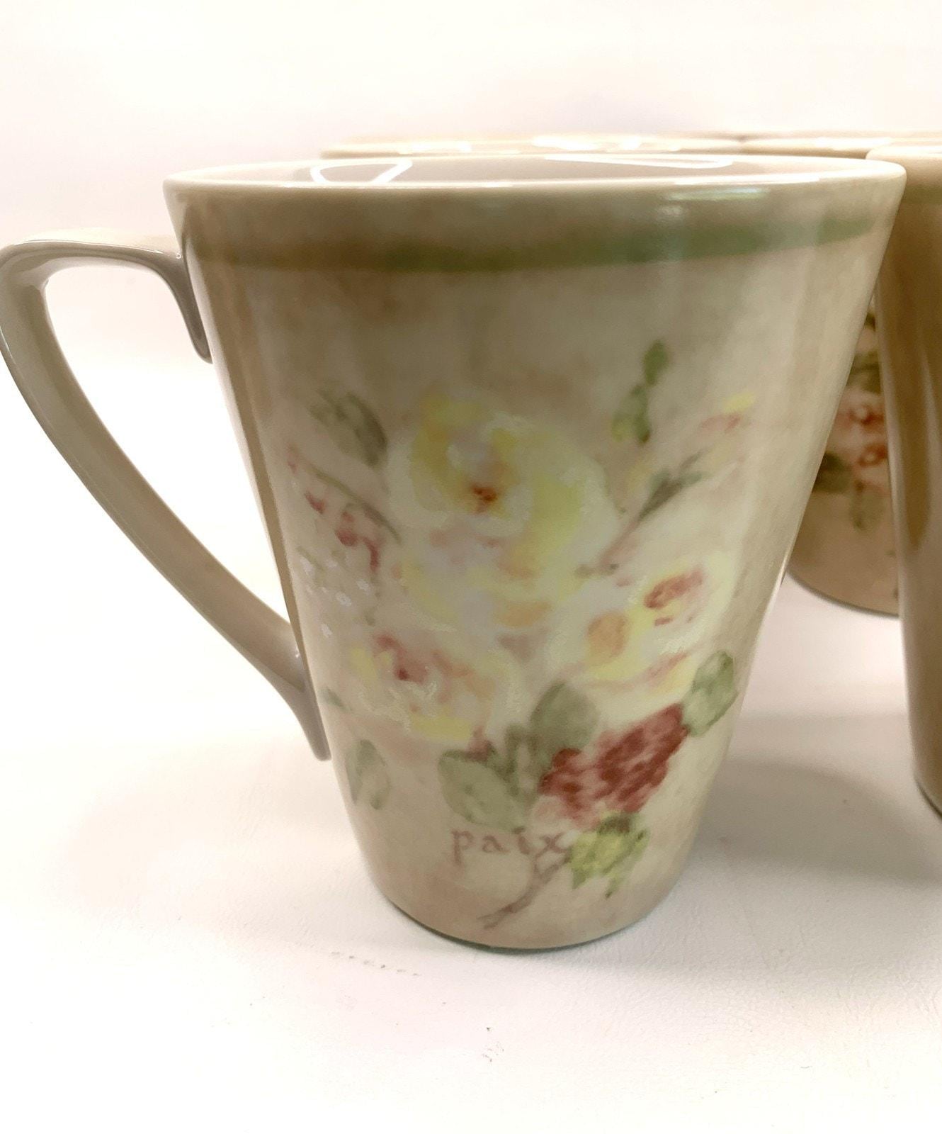 222 Fifth Cheri Blum Floral Mugs Set of 6 Stoneware  Roses & Hydrangeas  Cottagecore Kitchen - Etsy