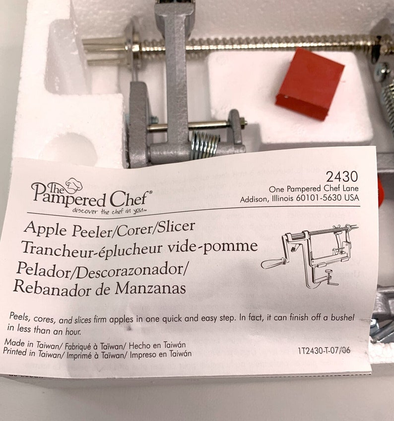 Pampered Chef Apple Peeler Corer Slicer 2430 Original Box Etsy