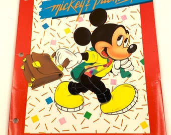 Vintage Walt Disney Mickey Mouse School Pocket Folder USA 1980&#39;s
