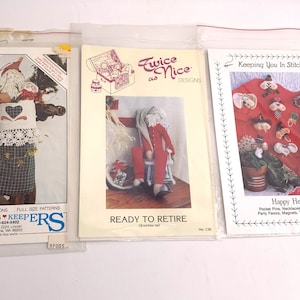 3 Vintage Christmas Craft Patterns Santa Farmhouse Decor Craft Fair Patterns