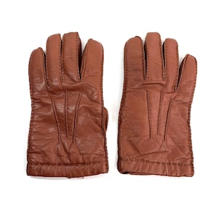 Vintage Aris Leather Gloves Woman&#39;s Medium Brown Cashmere Lining