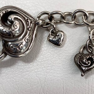 Brighton Chunky Puffy Heart Link Bracelet Silver Plated Retired Vintage Designer Jewelry image 4