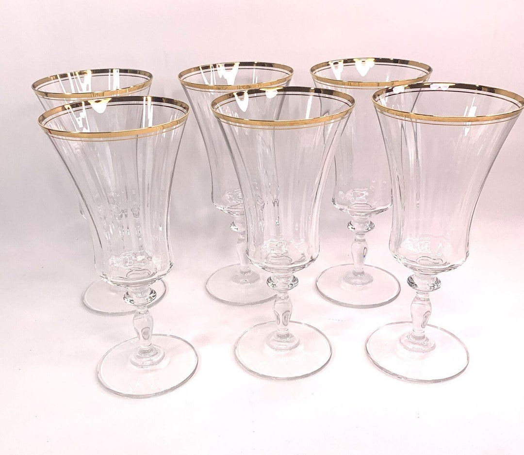 Mikasa Jamestown Gold Iced Tea Goblets Hand Blown Set of 6 Etsy