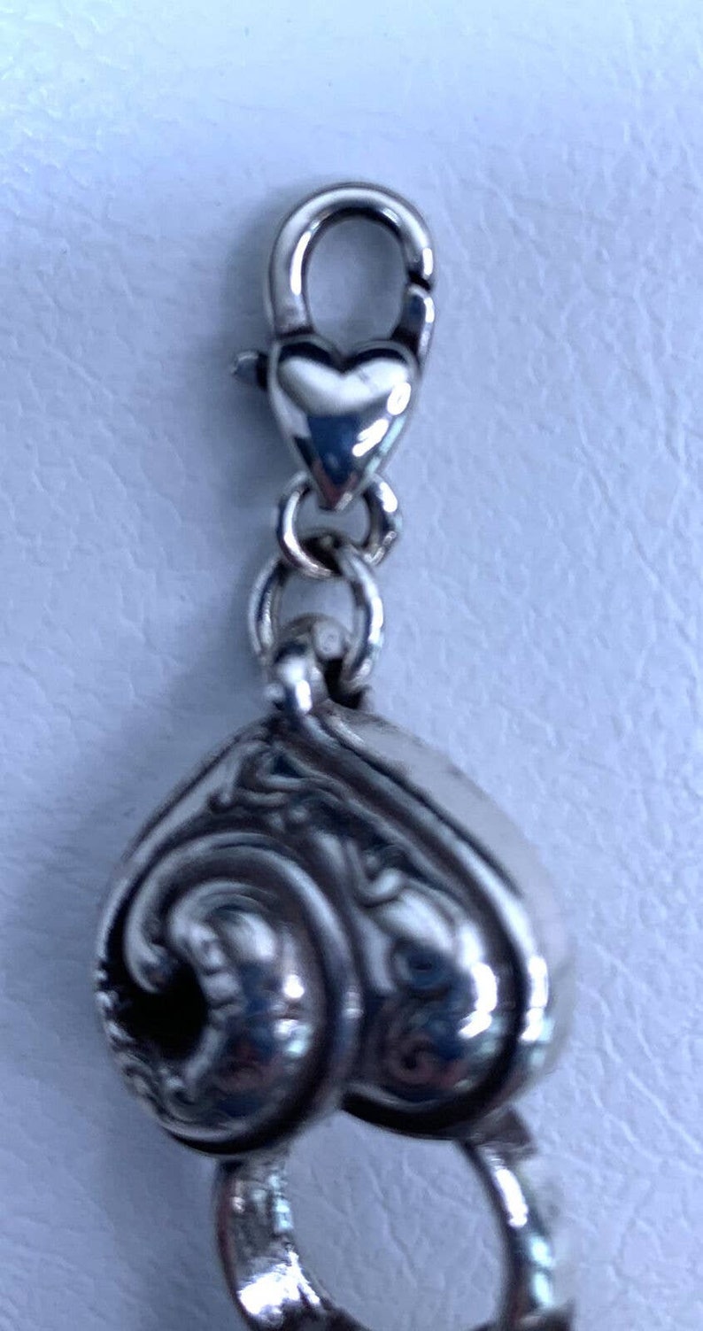 Brighton Chunky Puffy Heart Link Bracelet Silver Plated Retired Vintage Designer Jewelry image 3