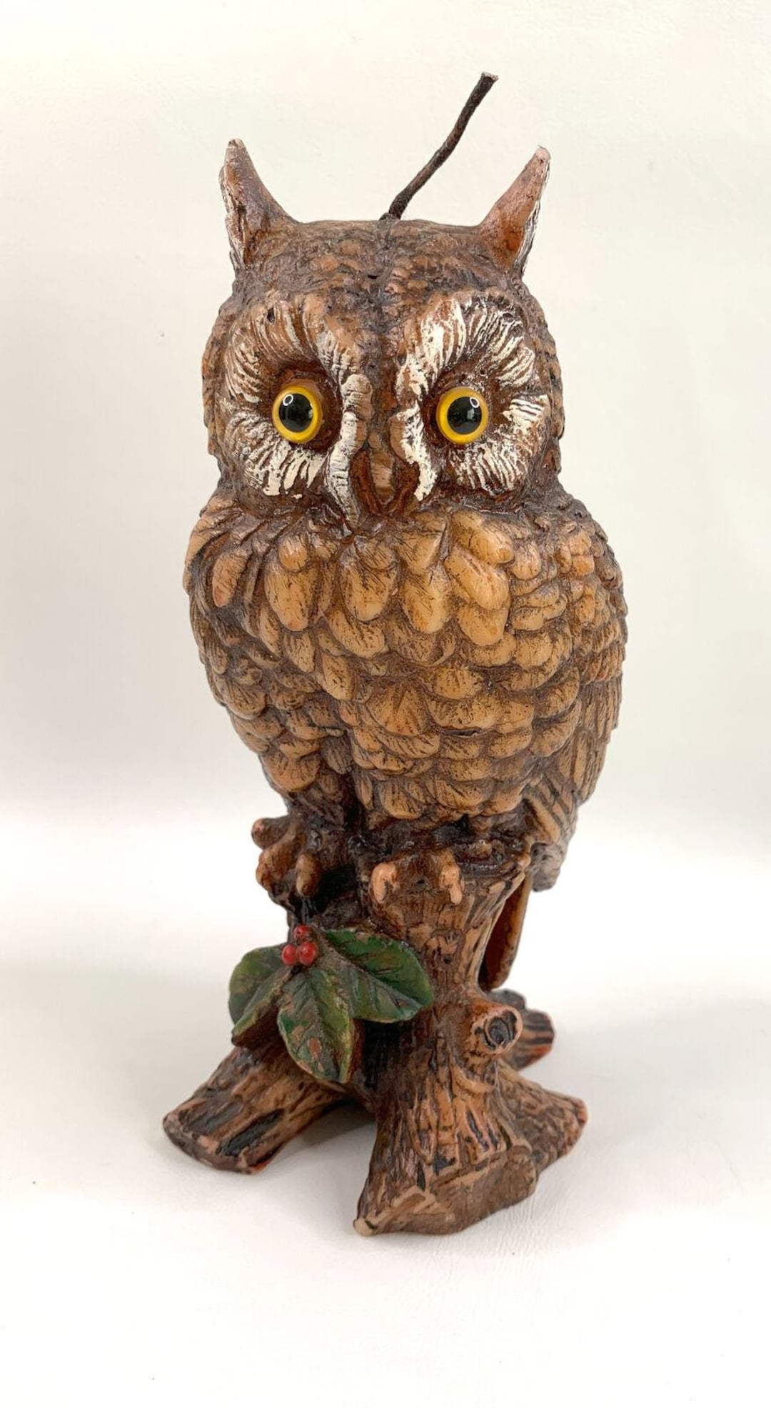 フクロウのキャンドル置物 陶器ふくろうキャンドルスタンド (キャンドル付) ランタン