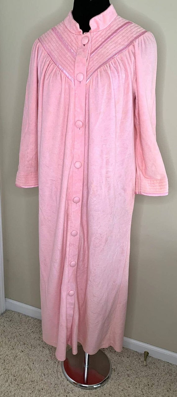 Vintage Vandemere Pink Button Robe Ankle Length S… - image 1