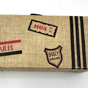 Vintage Vogue Ginny Doll Travel Suitcase Trunk Dolly Airlines Paris Brazil image 6