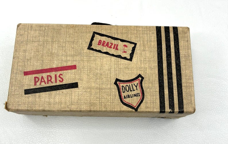 Vintage Vogue Ginny Doll Travel Suitcase Trunk Dolly Airlines Paris Brazil image 6