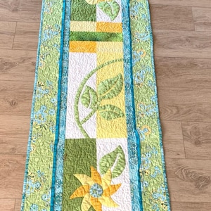 Handmade Quilted Floral Bed Runner Reversible 23x98 Boho Floral Paisley Cottage Core