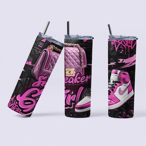 Pink Sneaker Girl Skinny Tumbler 20oz