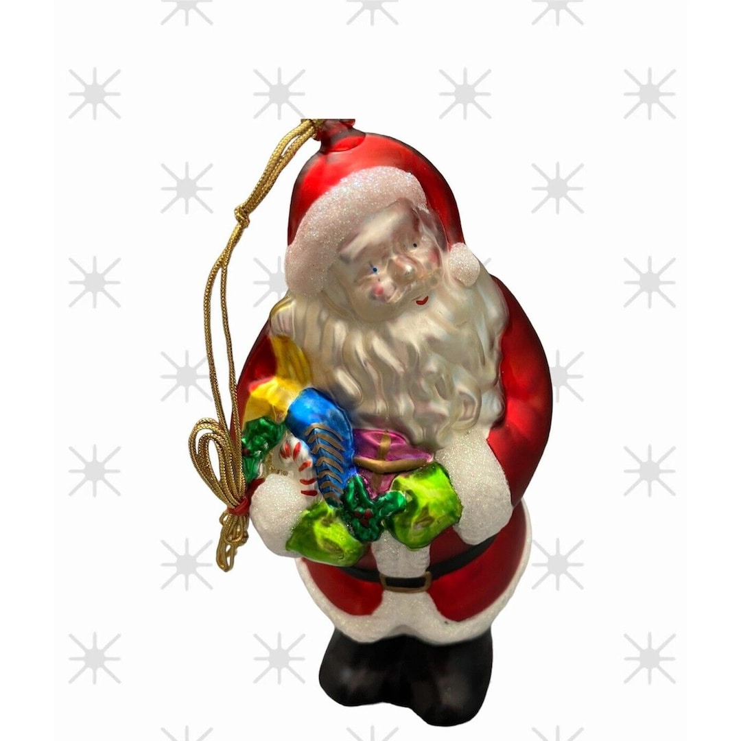 Blown Glass Large Christmas Santa Claus Hanging Ornament Holiday ...
