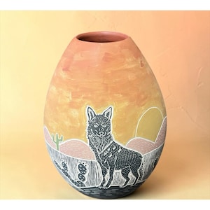 Mata Ortiz Pottery Mariela Tena Hernandez Desert Animals Sunset Cactus Mexican