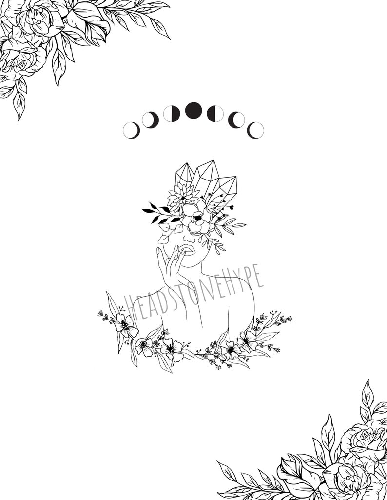 Witch Coloring Page Printable Adult Coloring Page Spiritual Coloring