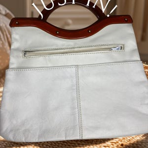 Hong Kong Vintage White Leather Lucite Top Handle Handbag