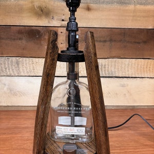 Barrel Stave and Woodford Reserve Bourbon Bottle desk/table lamp