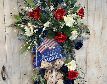 Patriotic door hanger, 4th of July door hanger, Summer  door hanger,