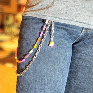 Cadenas de billetera con lazo para cinturón del orgullo lésbico, moda de los años 90