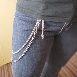 Cadena para billetera con símbolo de la paz hippie, cadena para cinturón y pantalón, moda de los años 90