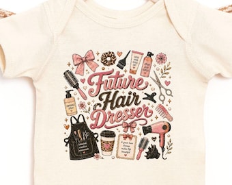 Body bébé futur coiffeur, tenue de salon rétro, cadeau cosmétologie