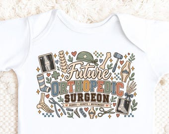 Future Orthopedic Surgeon Baby Bodysuit, Vintage Collegiate Medical Outfit