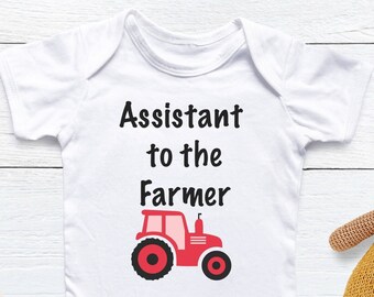 Assistant to the Farmer Baby Onesie, Tractor Graphic, Gift