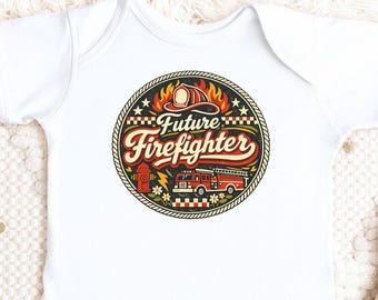 Future Firefighter Baby Bodysuit, Firefighter Baby Onesie, Fire Truck Baby Outfit, Firefighter Baby Shower Gift, Future First Responder