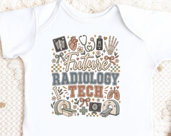 Future Radiology Tech Baby Bodysuit, Vintage Collegiate Medical Outfit