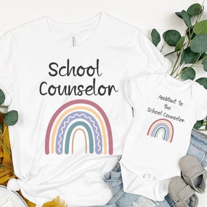 School Counselor Rainbow Shirt & Bodysuit Set: Mommy and Me Gift