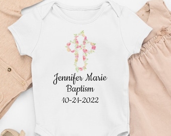 Personalized Baby Girl Baptism Bodysuit: God Bless Christening Outfit