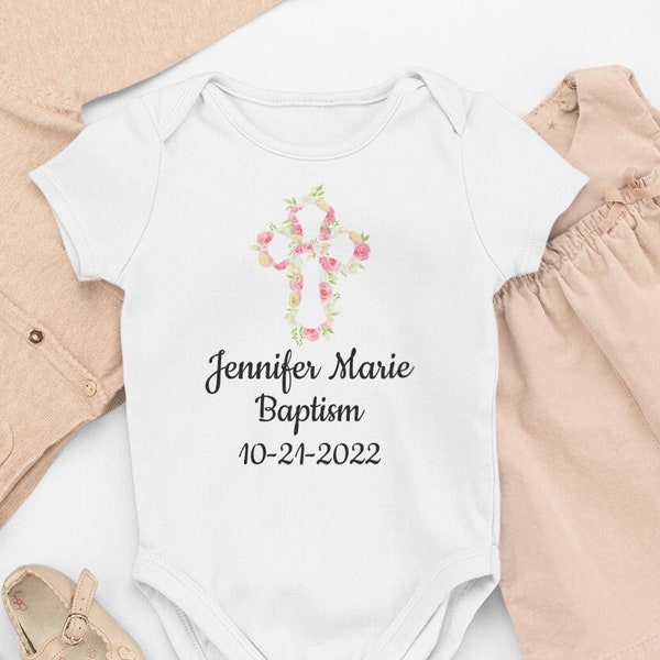 Personalized girl baptism gift shirt bodysuit ,Baptism outfit baby girl, baptism bodysuit, God Bless, personalized christening outfit, party