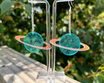 Saturn Earrings (music festival jewelry, EDM earrings, rave jewelry, planet earrings, celestial jewelry, festival earrings, outer space)