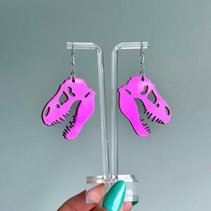 T-Rex Earrings (lost lands earrings, lost lands jewelry, dinosaur jewelry, bass earrings, rave jewelry, festival earrings, dubstep)