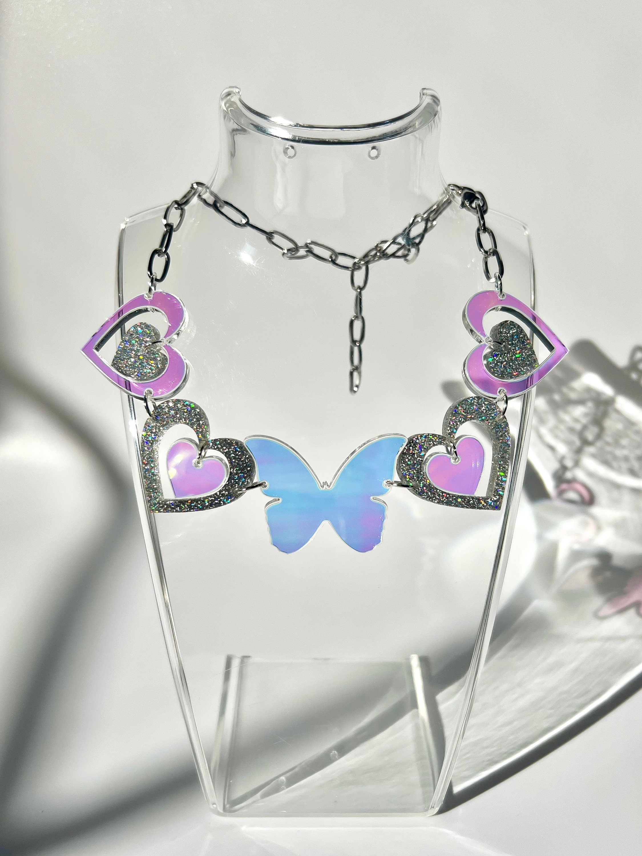 Butterfly choker (festival jewelry, rave necklace, festival necklace, EDM jewelry, edc accessory, rave jewelry, heart necklace, heart choker