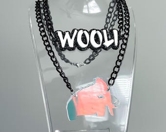 Layered Wooli Necklace (EDM jewelry, music festival accessories, dubstep, bass, Wooli jewelry, Wooli accessories, rave, lostlands)