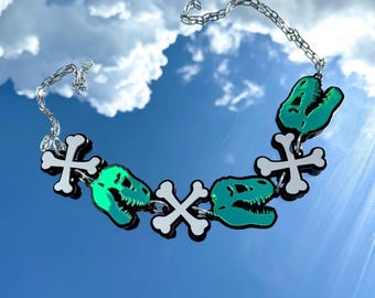 T-Rex Belt (lost lands belt, lost lands jewelry, dinosaur jewelry, bass earrings, rave jewelry, festival earrings, dubstep, bones)