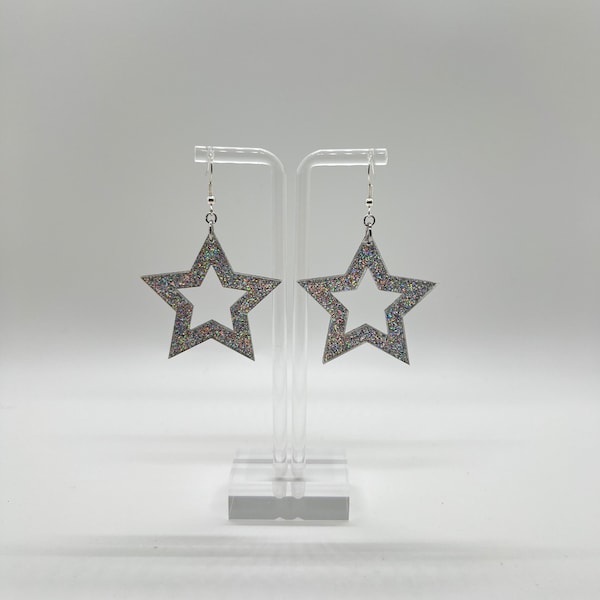 Star Earrings (EDM jewelry, music festival accessory, EDM earrings, EDC earrings, rave earrings, music festival jewelry, acrylic jewelry)