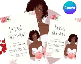 Africa American  bridal shower,Bridal Brunch Invitation Template, Editable, Printable Bridal Shower Brunch  Invitation,