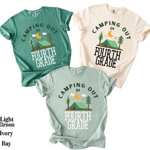 Comfort Colors Camping Out Fourth Grade Team Shirts, 4th Grade Teacher T-shirt, Back to School Tees, Teacher Gift, School Camp Class Tee,