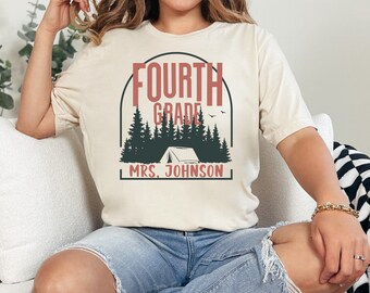 Camping Out Grade Team Shirts,Teacher Grade Level Shirts,Back to School Tees, 4th Grade, School Camp Class Tee, Custom Camp Fourth Grade Tee