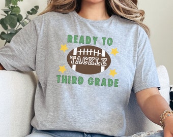 Third Grade Teacher Shirts, Back to School Tees, Grade Level Football Shirt, Tackle Third Grade Team Shirts, 3rd Grade All Star Tee,Team Tee