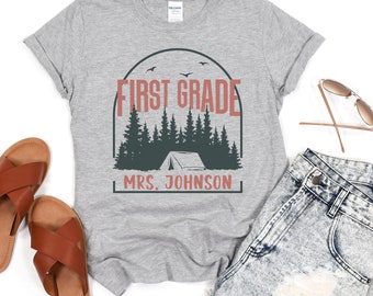 Camping Out Grade Team Shirts,Teacher Grade Level Shirts,Back to School Tees,First Grade, School Camp Class Tee, Custom Camp 1st Grade Tee