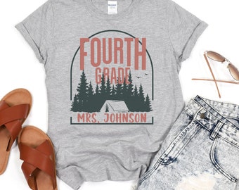 Camping Out Grade Team Shirts,Teacher Grade Level Shirts,Back to School Tees, 4th Grade, School Camp Class Tee, Custom Camp Fourth Grade Tee
