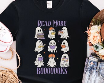 Halloween Teacher Shirt, Read More Boooks, Reading Teacher Halloween Tee, Halloween Teacher Ghost Tee, Funny Reading Teacher Halloween Shirt