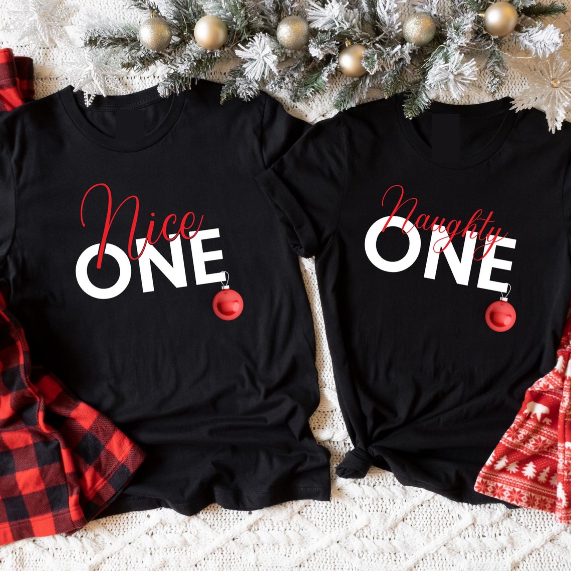 Funny Couples Christmas Shirts Nice or Naughty Christmas Etsy Canada