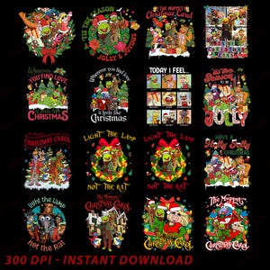Vintage The Muppet Christmas Carol Png Bundle, The Muppets Christmas Sweatshirt, Disney Family Christmas, Holiday Gift, Kermit and Gonzo Png
