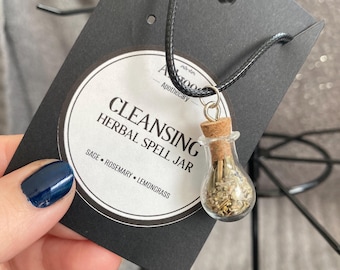 Cleansing Herbal Spell Jar Necklace – Witchcraft Amulet
