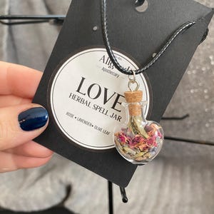Love Herbal Spell Jar Necklace - Witchy Jewelry, Witchy Necklace, Love Spell Necklace, Witchy Gifts, Self Love Necklace, Gifted Witchy