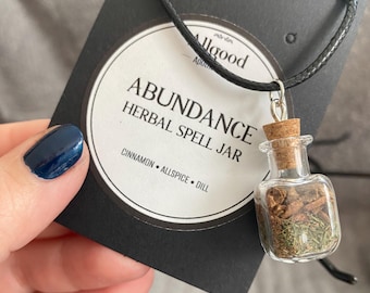 Abundance Spell Jar Necklace - Cinnamon, Allspice & Dill